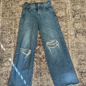 Express Women's Flare Jeans in Distressed Blue